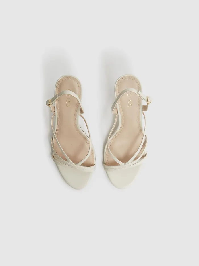 Reiss Heels Clara Strappy Mid Heel Sandals White 8211 Women
