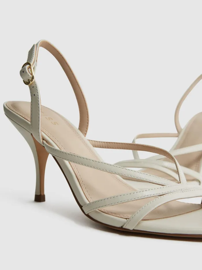 Reiss Heels Clara Strappy Mid Heel Sandals White 8211 Women