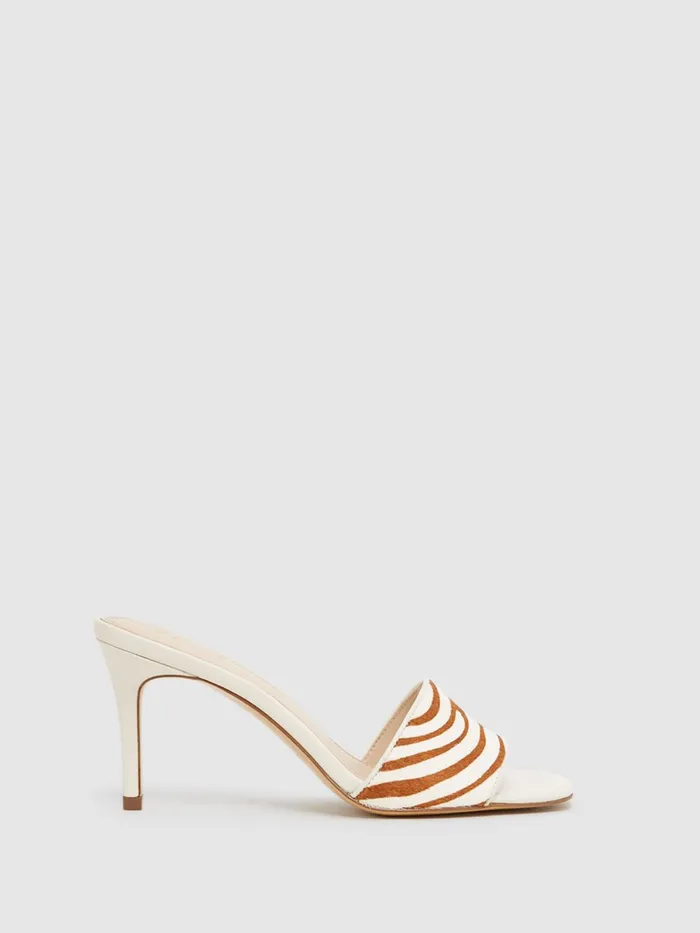 Reiss Heels Dania Open Toe Leather Heeled Mules Off White 8211 Women