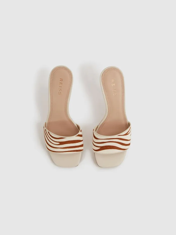 Reiss Heels Dania Open Toe Leather Heeled Mules Off White 8211 Women