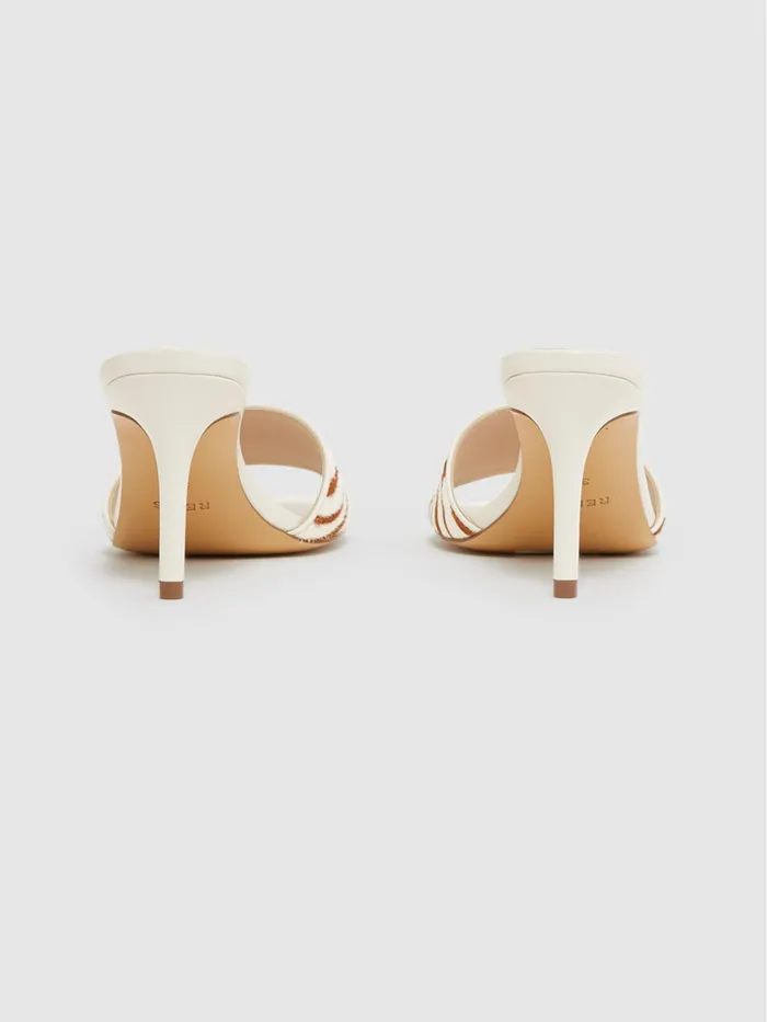 Reiss Heels Dania Open Toe Leather Heeled Mules Off White 8211 Women