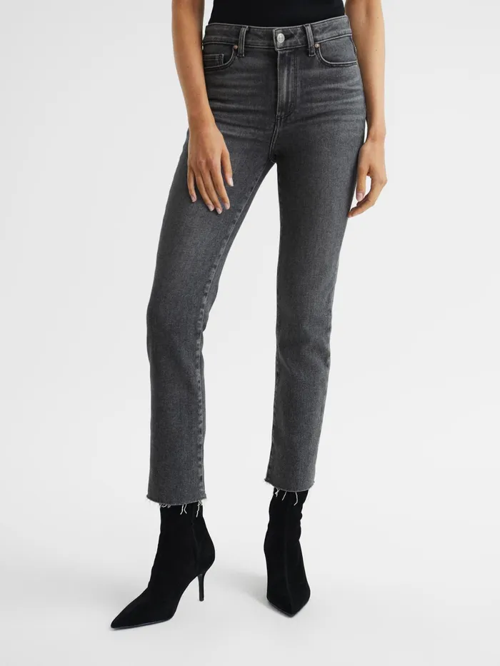 Reiss Jeans Cindy Paige Cindy Straight Leg Raw Hem Jeans Washed Black 8211 Women