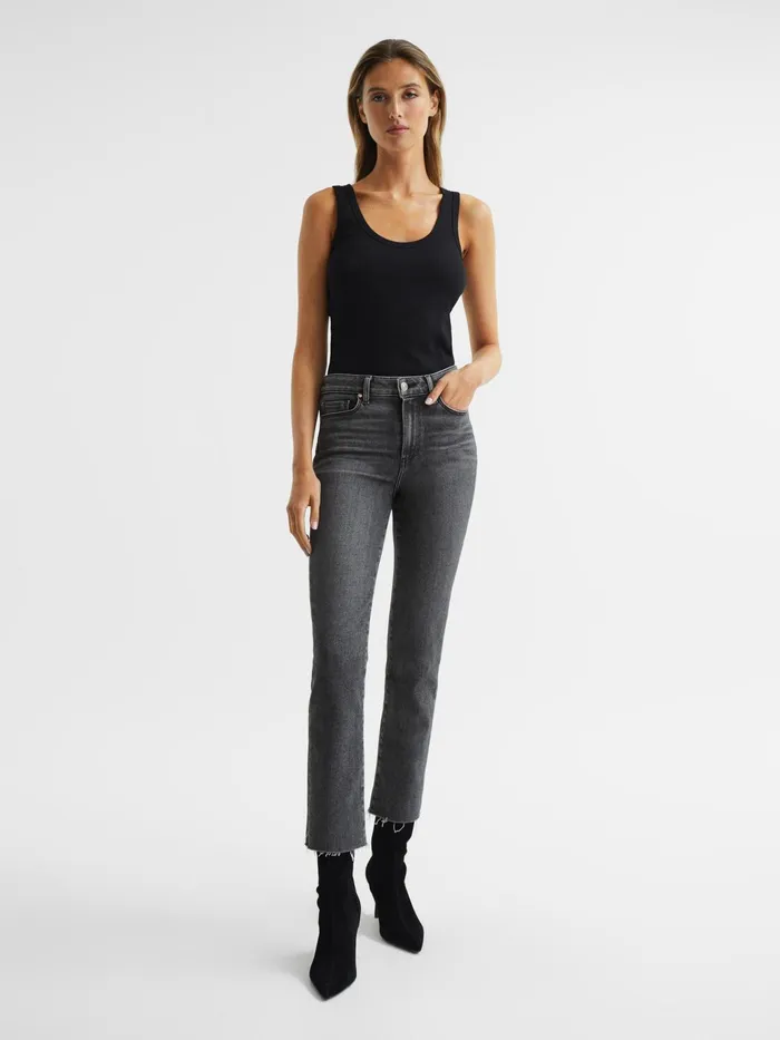 Reiss Jeans Cindy Paige Cindy Straight Leg Raw Hem Jeans Washed Black 8211 Women