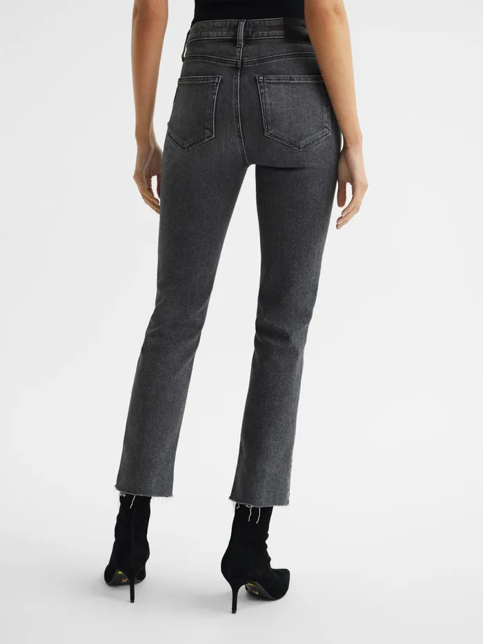 Reiss Jeans Cindy Paige Cindy Straight Leg Raw Hem Jeans Washed Black 8211 Women