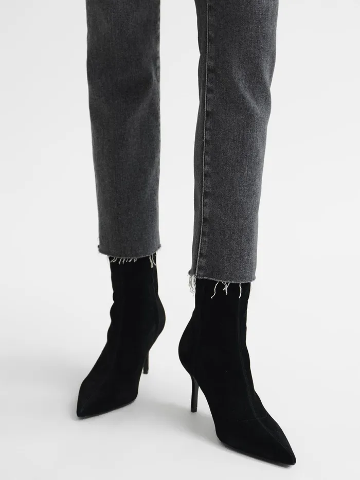 Reiss Jeans Cindy Paige Cindy Straight Leg Raw Hem Jeans Washed Black 8211 Women