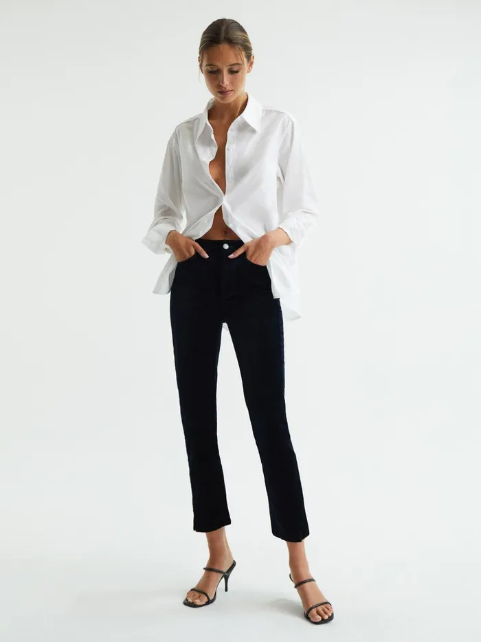 Reiss Jeans Cindy Twisted Seam Velvet Jeans Dark Navy 8211 Women