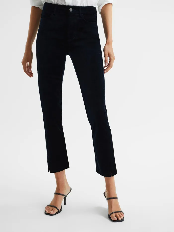 Reiss Jeans Cindy Twisted Seam Velvet Jeans Dark Navy 8211 Women