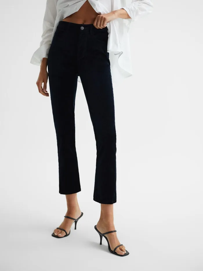 Reiss Jeans Cindy Twisted Seam Velvet Jeans Dark Navy 8211 Women