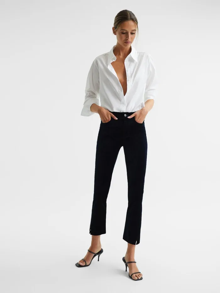 Reiss Jeans Cindy Twisted Seam Velvet Jeans Dark Navy 8211 Women