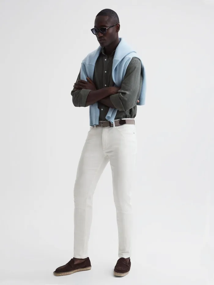 Reiss Jeans Dover Slim Fit Brushed Jeans White 8211 Men