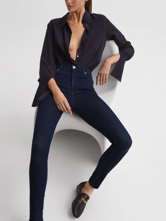 Reiss Jeans Garcia Contour High Rise Skinny Jeans Dark Blue 8211 Women