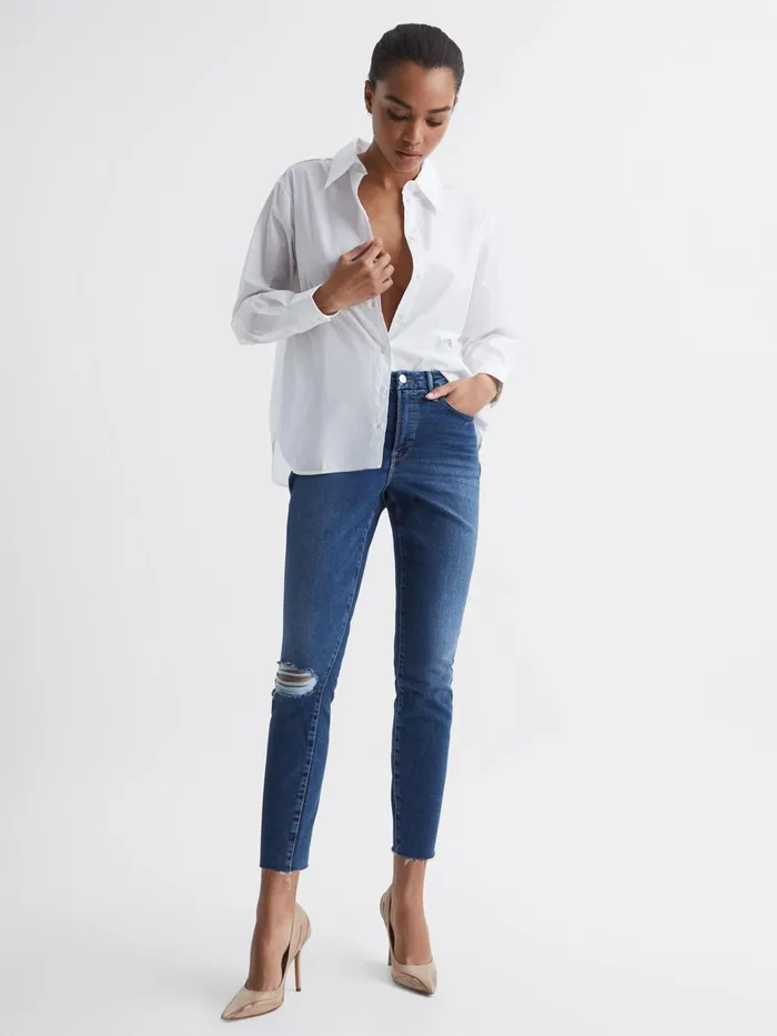Reiss Jeans Good American Cropped Skinny Jeans Dark Blue 8211 Women