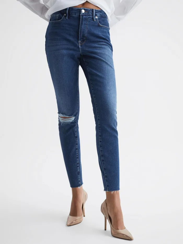 Reiss Jeans Good American Cropped Skinny Jeans Dark Blue 8211 Women