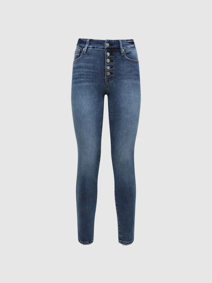 Reiss Jeans Good American Exposed Button Skinny Jeans Indigo 8211 Women