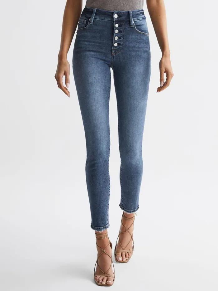 Reiss Jeans Good American Exposed Button Skinny Jeans Indigo 8211 Women