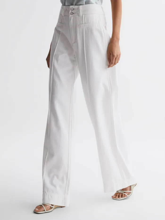 Reiss Jeans Harper Paige High Rise Wide Leg Jeans Boss White 8211 Women