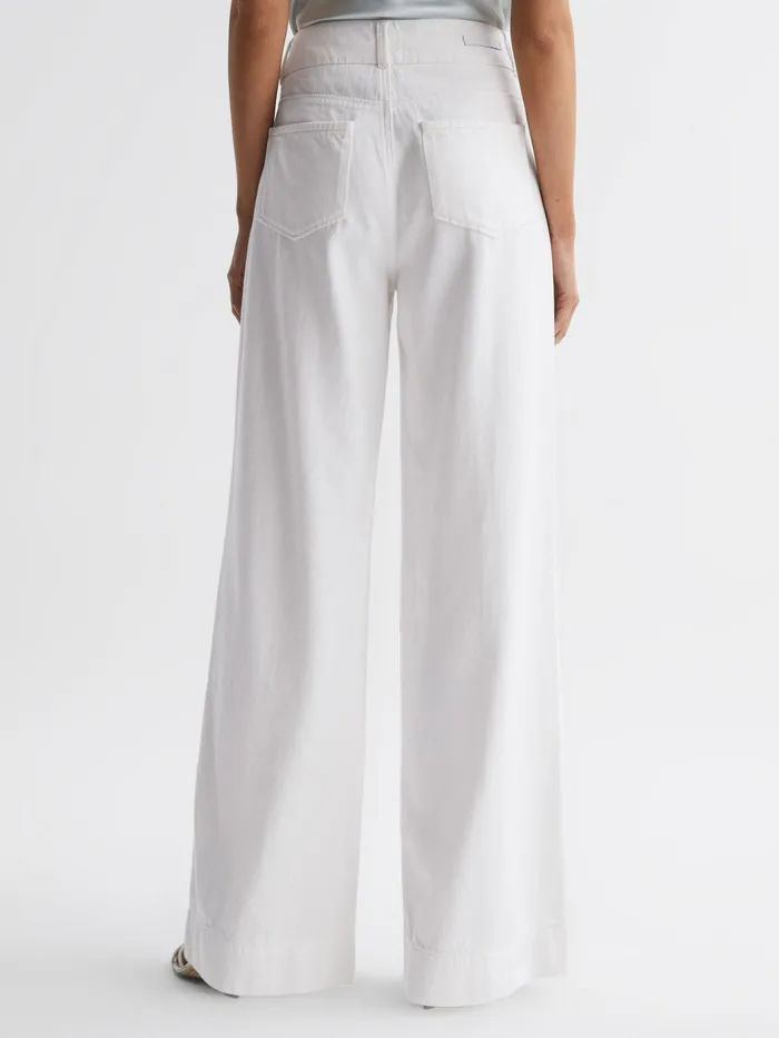 Reiss Jeans Harper Paige High Rise Wide Leg Jeans Boss White 8211 Women