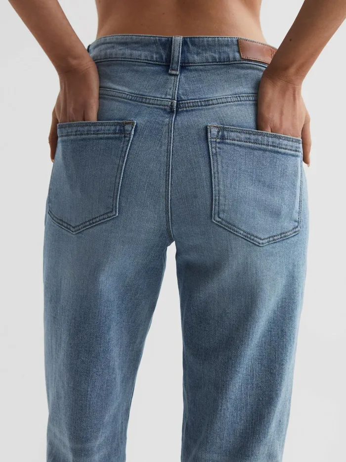 Reiss Jeans Maisie Cropped Mid Rise Straight Leg Jeans Light Blue 8211 Women