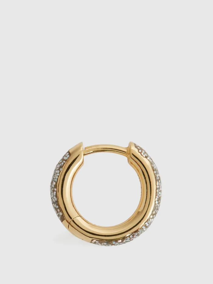 Reiss Jewellery Kate Maria Black Glitter Huggie Earring Gold 8211 Women