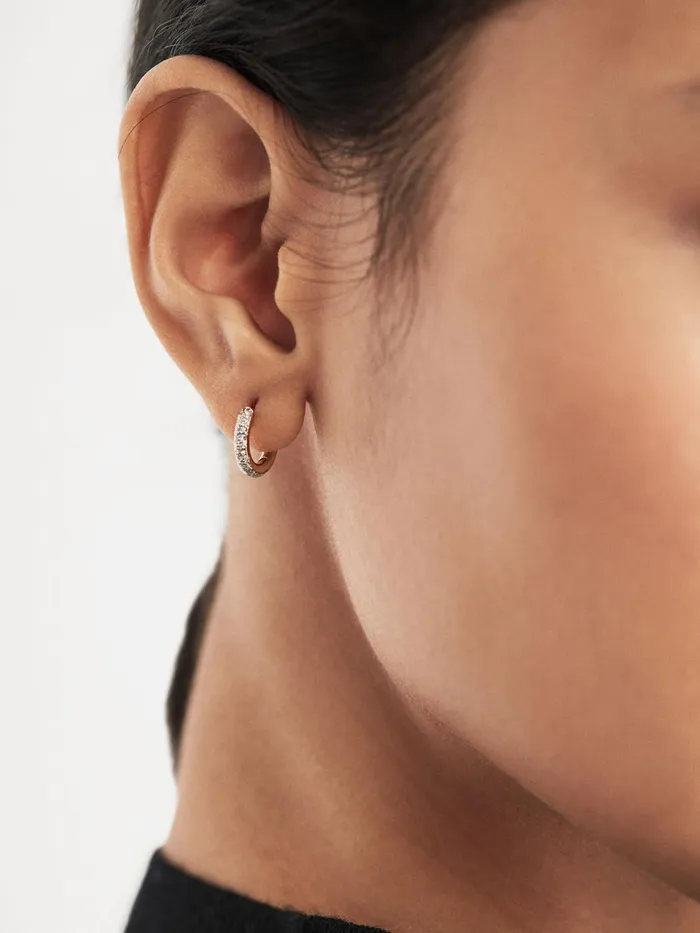 Reiss Jewellery Kate Maria Black Glitter Huggie Earring Gold 8211 Women