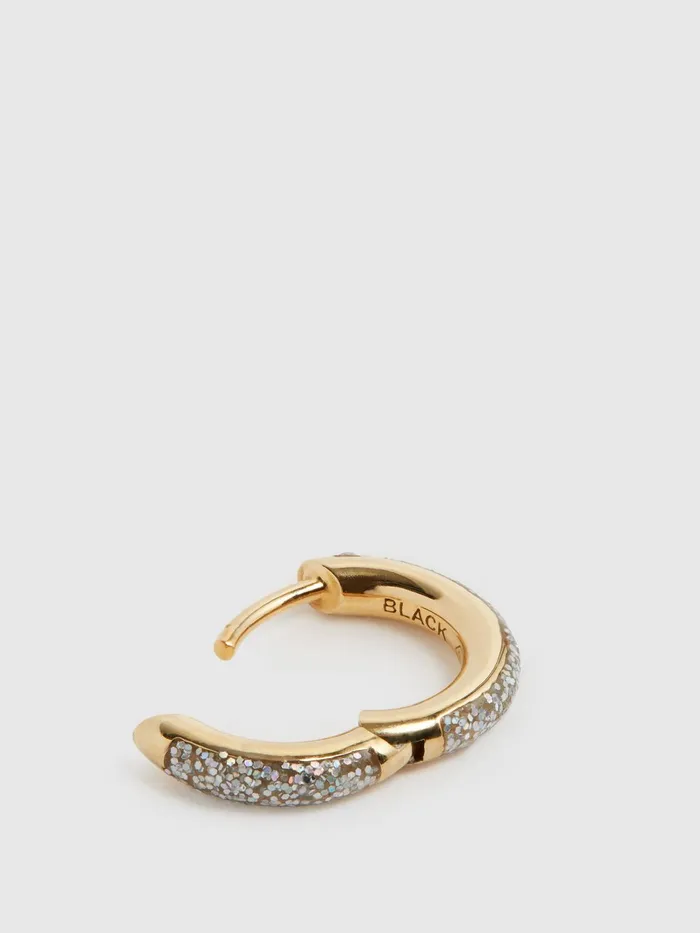 Reiss Jewellery Kate Maria Black Glitter Huggie Earring Gold 8211 Women