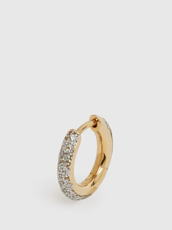 Reiss Jewellery Kate Maria Black Glitter Huggie Earring Gold 8211 Women
