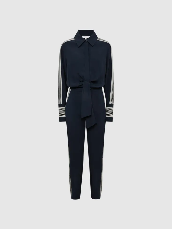 Reiss Jumpsuits Selma Long Sleeve Jumpsuit Navy 8211 Women