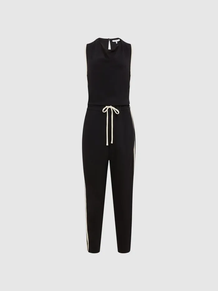 Reiss Jumpsuits Tyla Side Stripe Jumpsuit Black 8211 Women
