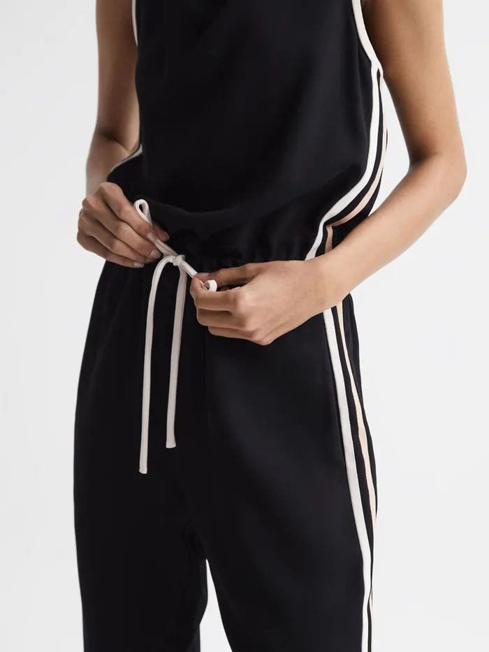 Reiss Jumpsuits Tyla Side Stripe Jumpsuit Black 8211 Women