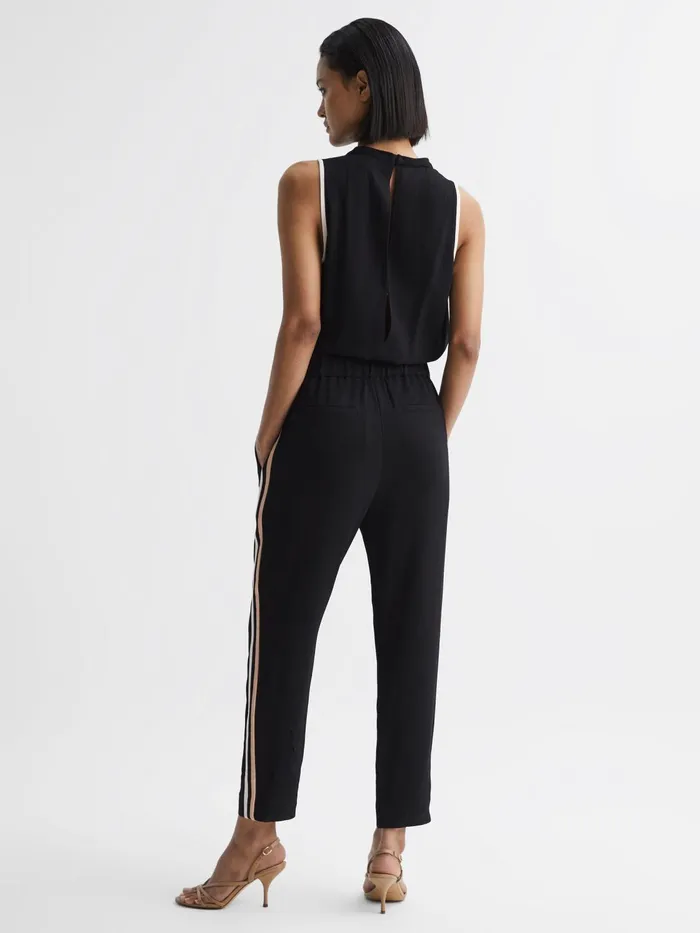 Reiss Jumpsuits Tyla Side Stripe Jumpsuit Black 8211 Women