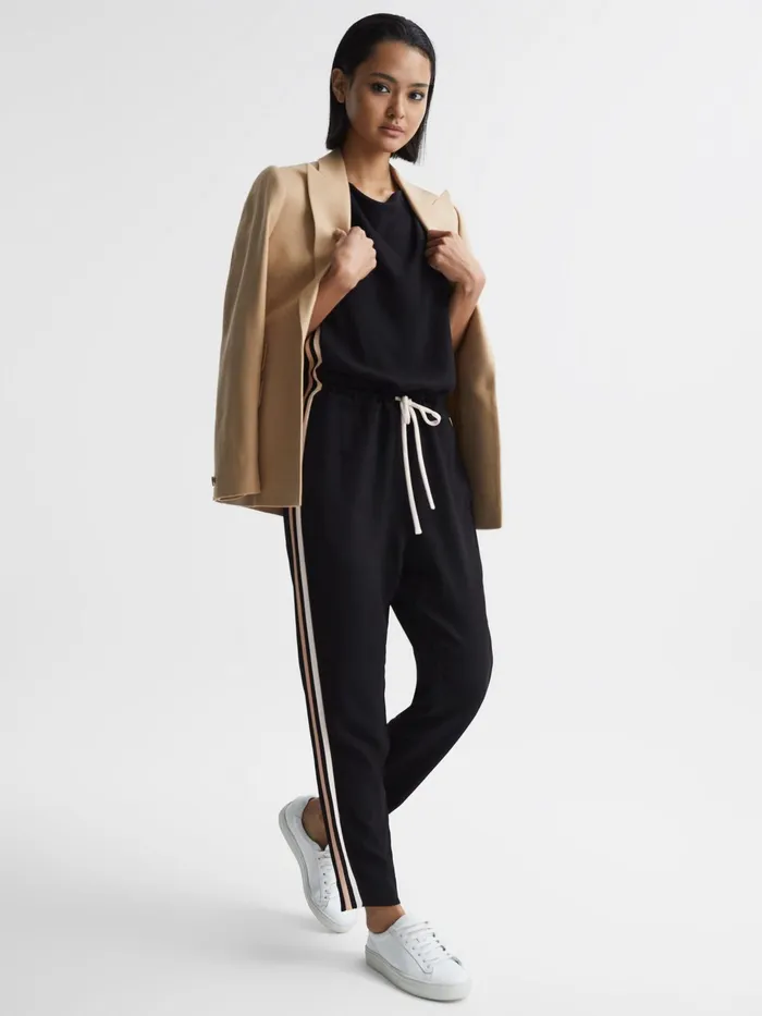Reiss Jumpsuits Tyla Side Stripe Jumpsuit Black 8211 Women