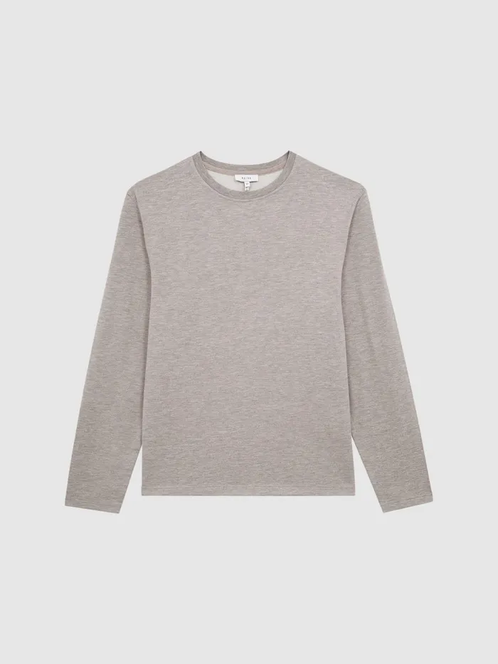 Reiss Knitwear Adam Melange Crew Neck Jumper Taupe Melange 8211 Men