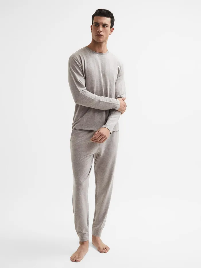 Reiss Knitwear Adam Melange Crew Neck Jumper Taupe Melange 8211 Men