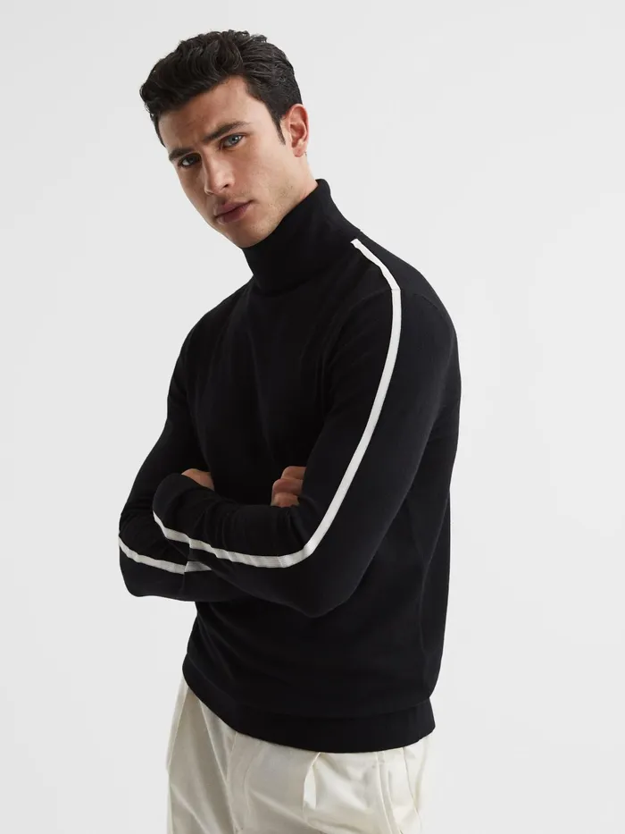 Reiss Knitwear Aspen Long Sleeve Roll Neck Jumper Black 8211 Men