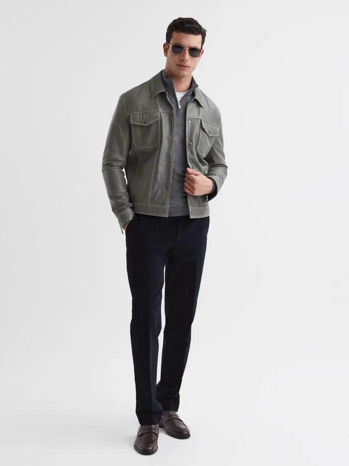 Reiss Knitwear Blackhall Merino Wool Zip Neck Jumper Mid Grey Melange 8211 Men