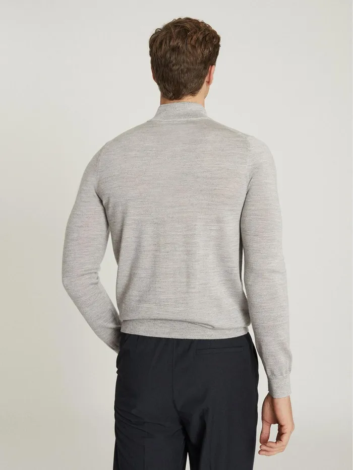 Reiss Knitwear Blackhall Merino Wool Zip Neck Jumpers 2 Pack Denim Moulinesoft Grey Mouline 8211 Men