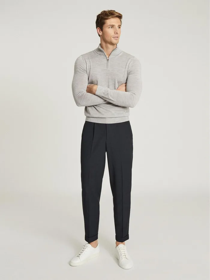 Reiss Knitwear Blackhall Merino Wool Zip Neck Jumpers 2 Pack Denim Moulinesoft Grey Mouline 8211 Men