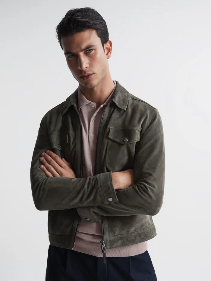 Reiss Knitwear Blair Merino Press Stud Polo TShirt Stone 8211 Men