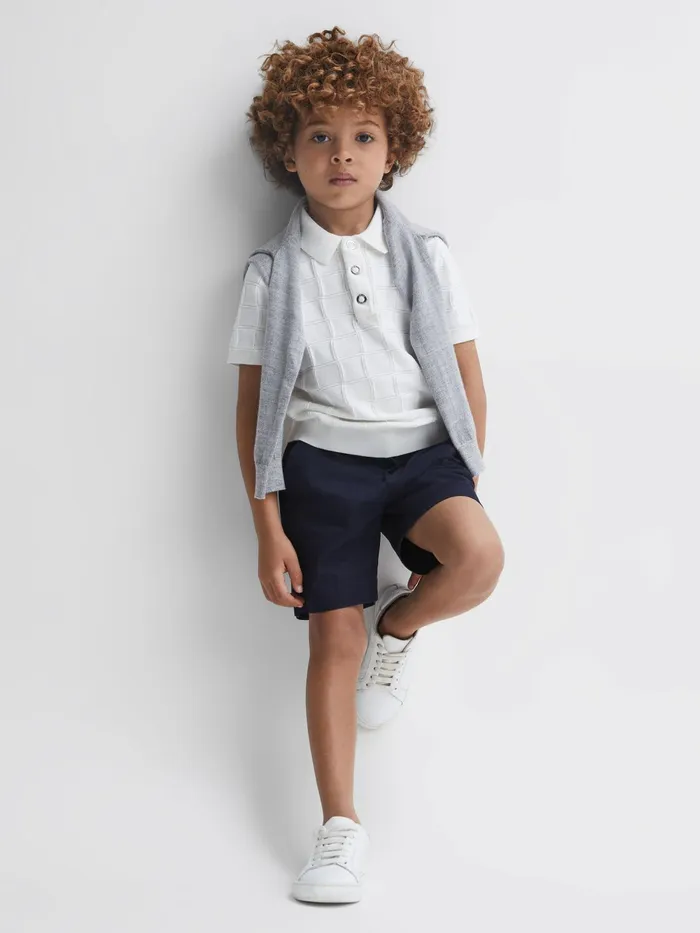 Reiss Knitwear Blaze Cotton PressStud Polo TShirt White 8211 Children