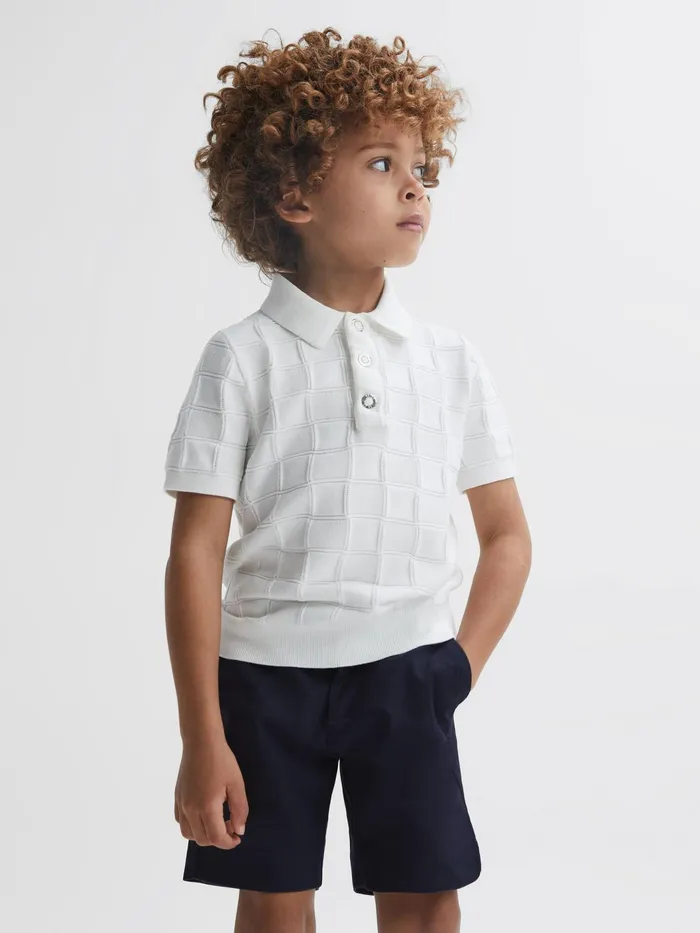 Reiss Knitwear Blaze Cotton PressStud Polo TShirt White 8211 Children