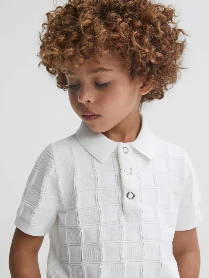 Reiss Knitwear Blaze Cotton PressStud Polo TShirt White 8211 Children