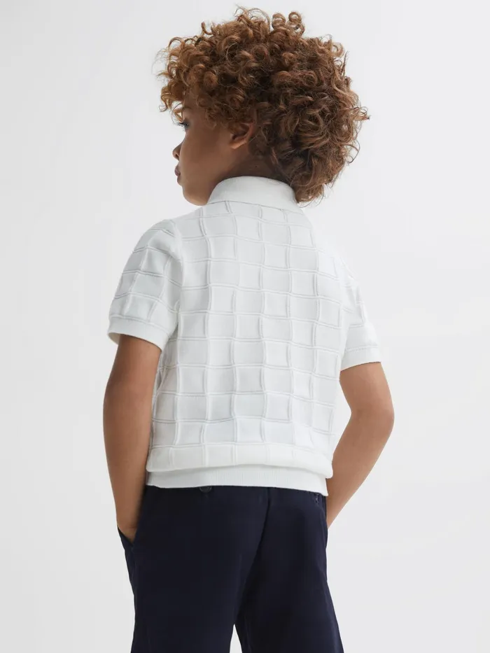 Reiss Knitwear Blaze Cotton PressStud Polo TShirt White 8211 Children
