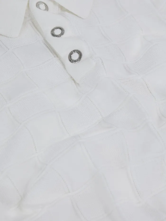 Reiss Knitwear Blaze Cotton PressStud Polo TShirt White 8211 Children