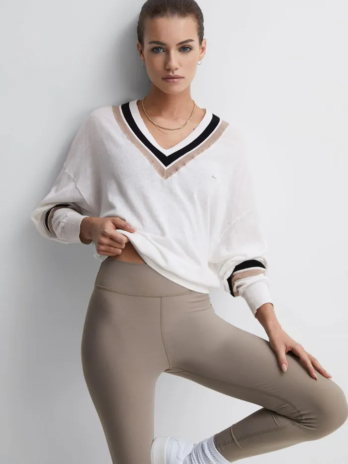 Reiss Knitwear Bonita The Upside VNeck Jumper White 8211 Women