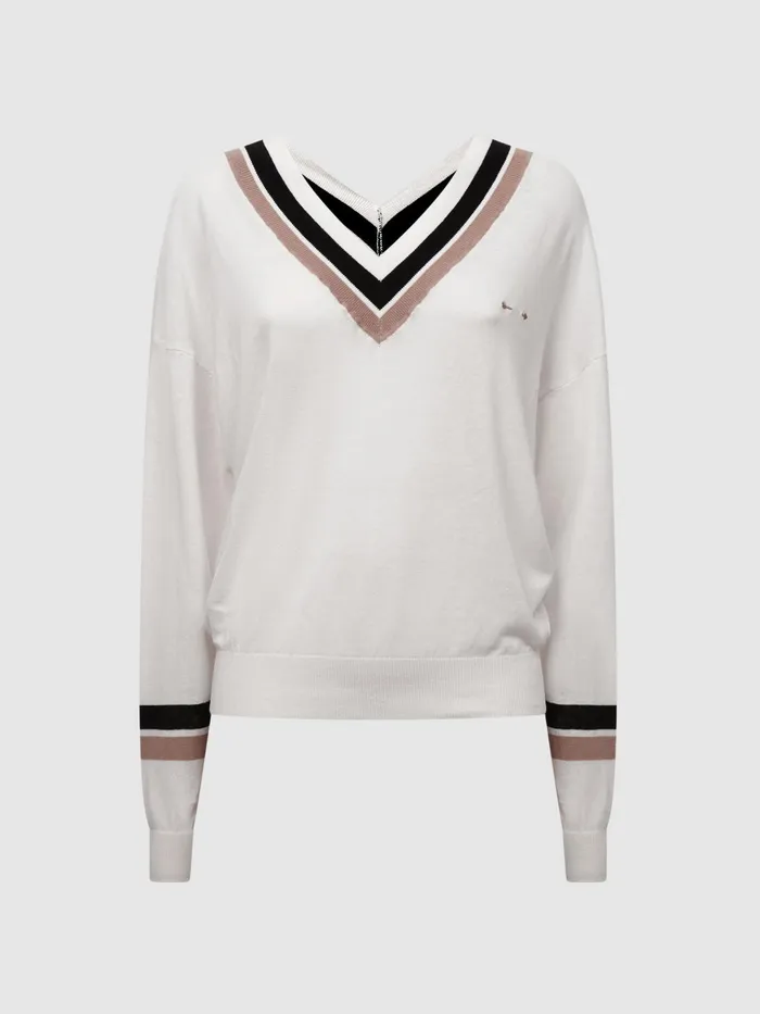 Reiss Knitwear Bonita The Upside VNeck Jumper White 8211 Women