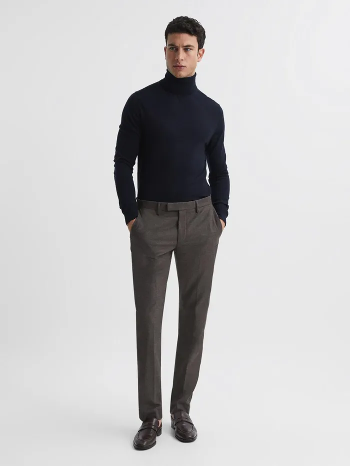 Reiss Knitwear Caine Merino Wool Roll Neck Jumper Navy 8211 Men