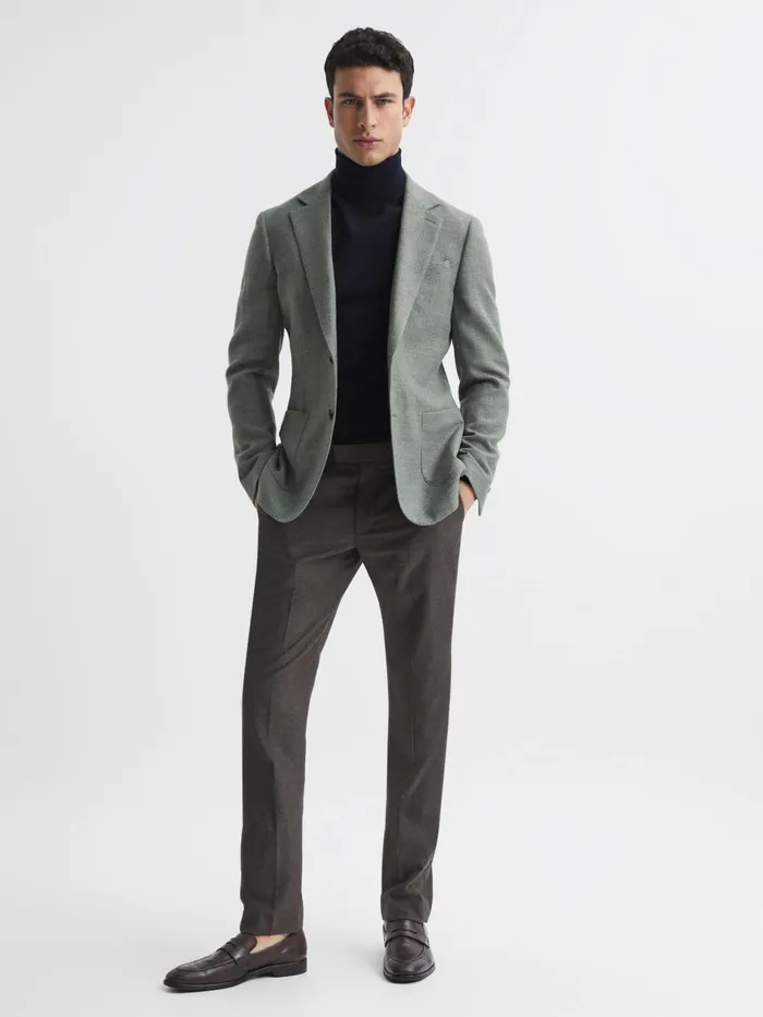 Reiss Knitwear Caine Merino Wool Roll Neck Jumper Navy 8211 Men