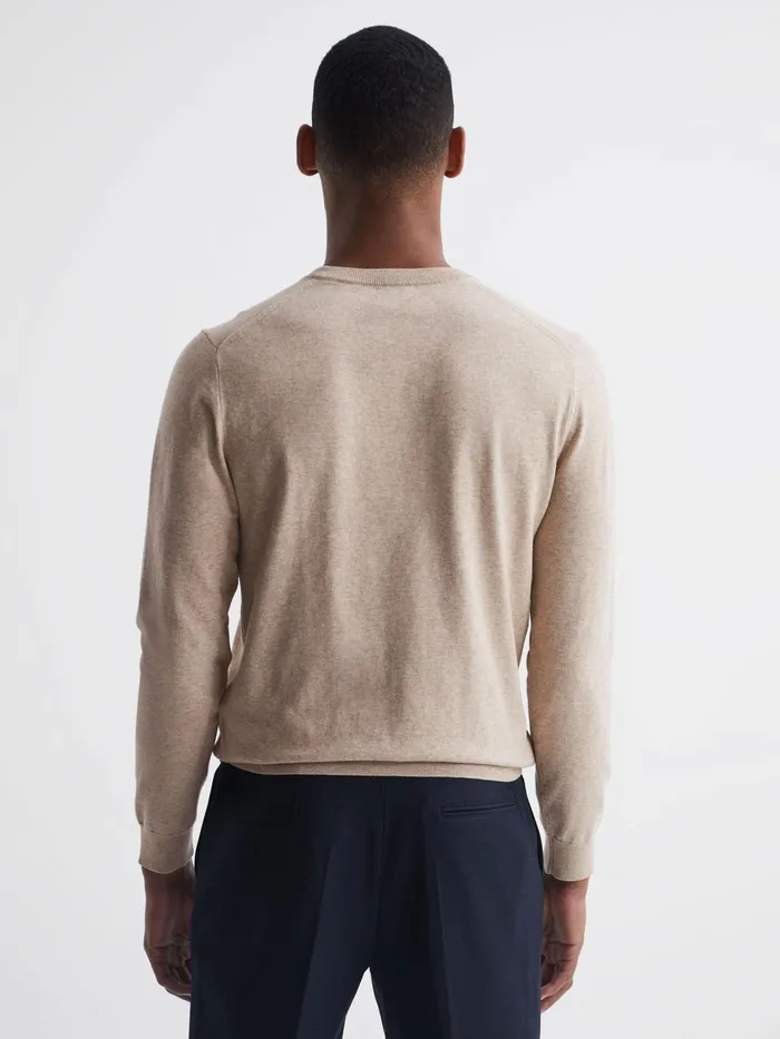 Reiss Knitwear Charles Slim Fit Cotton Crew Neck Jumper Oatmeal 8211 Men