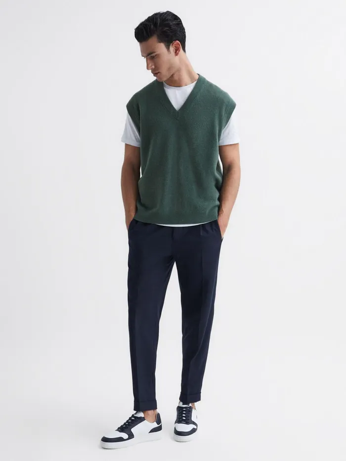 Reiss Knitwear Fiji Wool Blend Sleeveless Knitted Vest Ecru 8211 Men