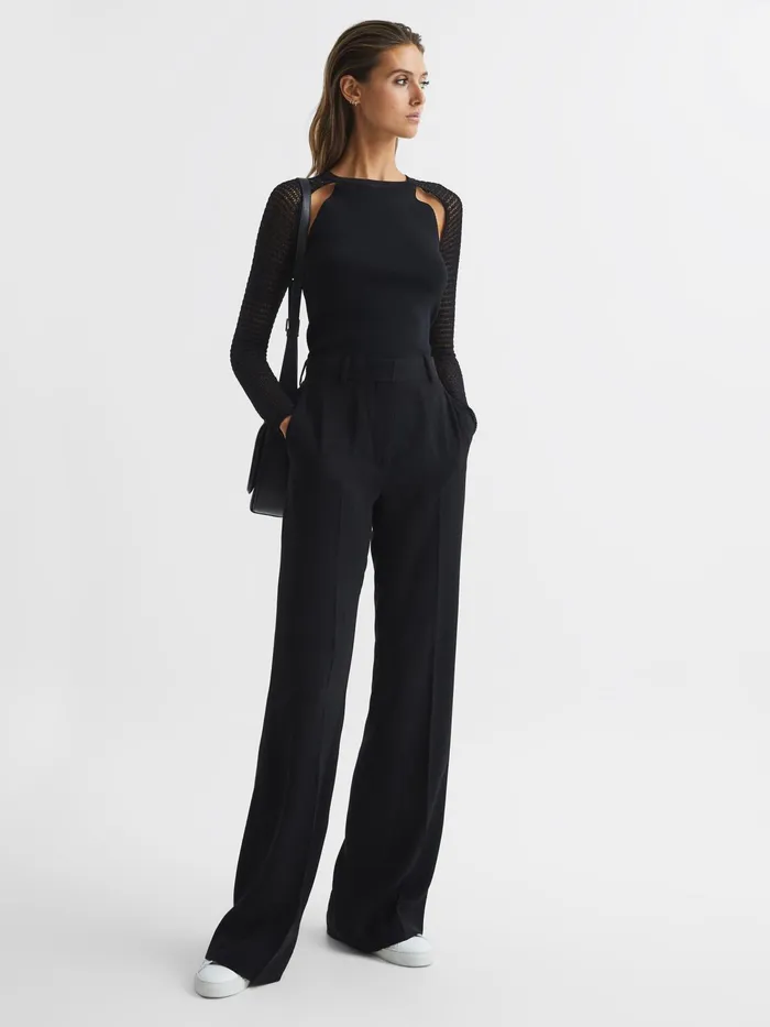 Reiss Knitwear Maria Sheer Twist Front Jumper Black 8211 Women
